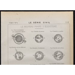 Gravure de 1884 - Le nouveau phare d'Eddystone - 2