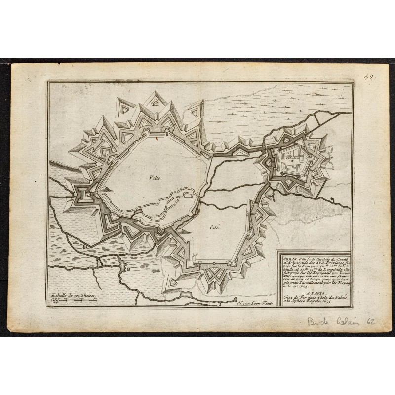 Gravure de 1694 - Plan ancien d'Arras - 1