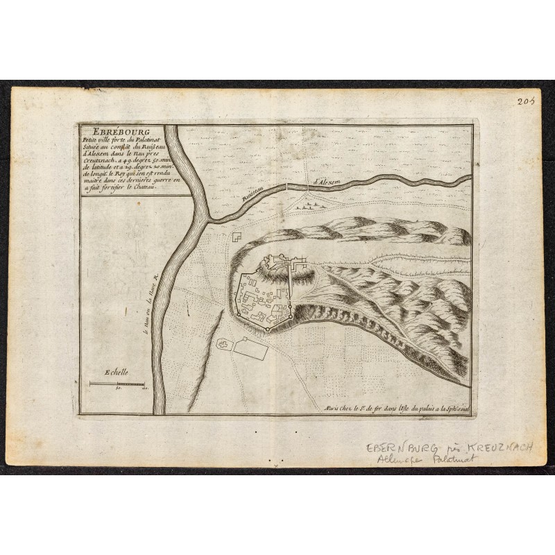 Gravure de 1695 - Plan ancien de Ebernburg - 1