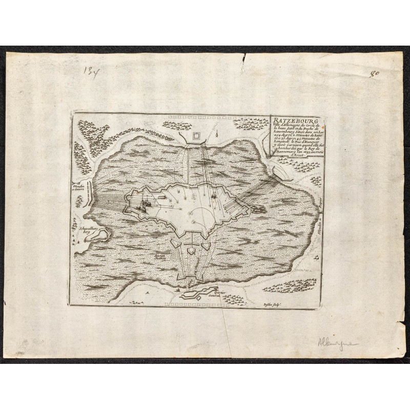 Gravure de 1695 - Plan ancien de Ratzebourg - 1