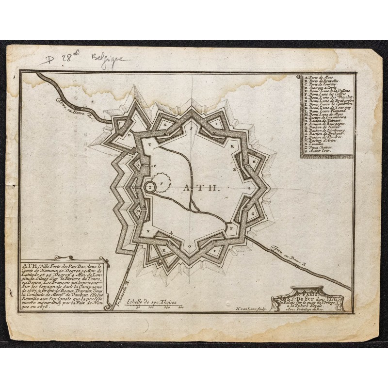 Gravure de 1695 - Plan ancien de Ath - 1