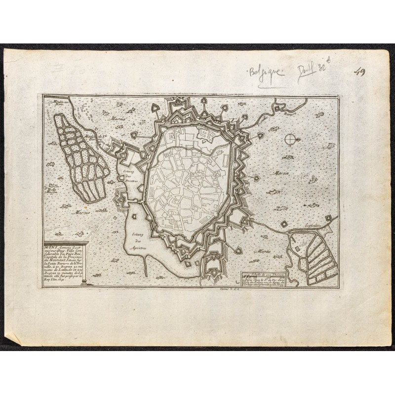 Gravure de 1695 - Plan ancien de Mons - 1