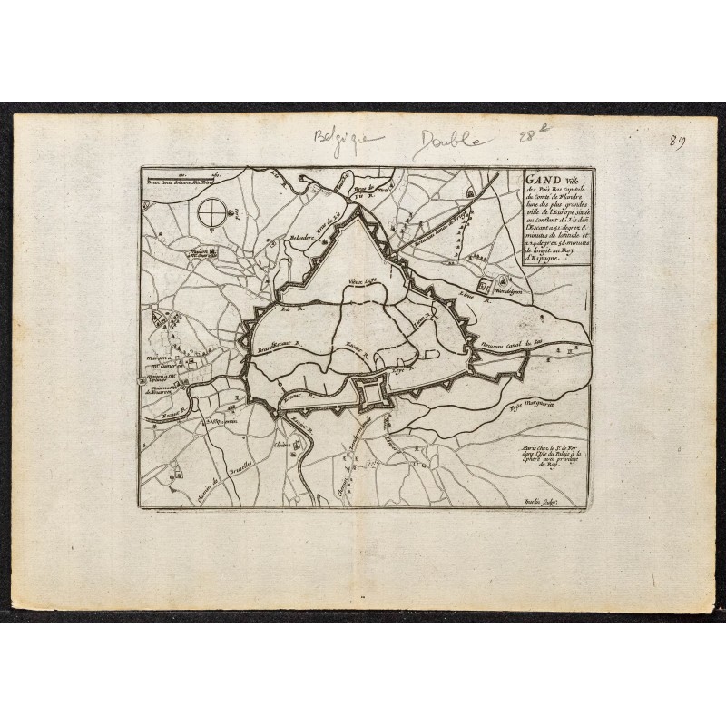 Gravure de 1695 - Plan ancien de Gand - 1