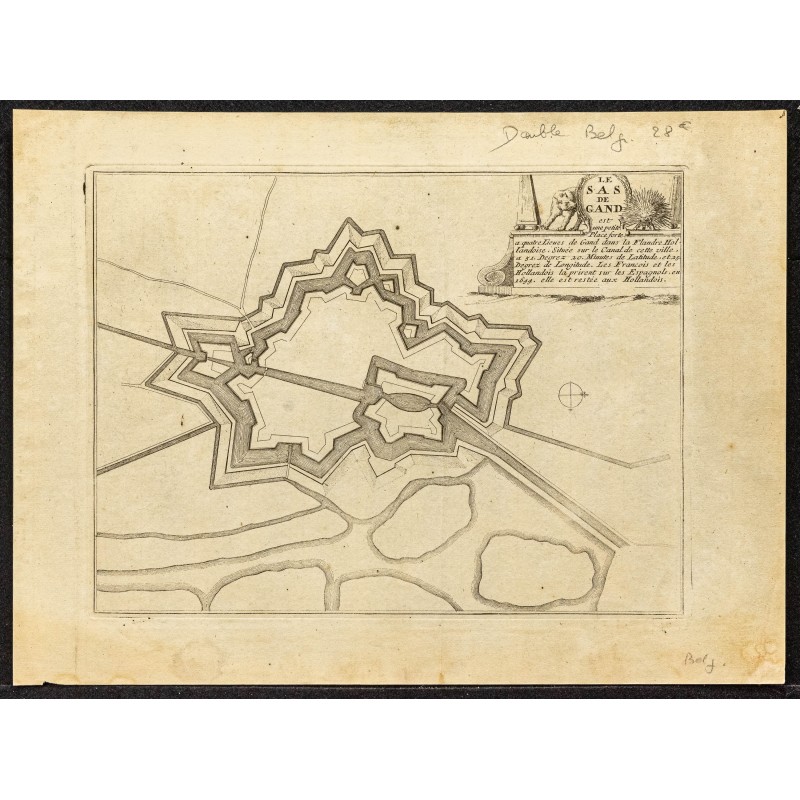 Gravure de 1705 - Plan ancien de Sas-de-Gand - 1