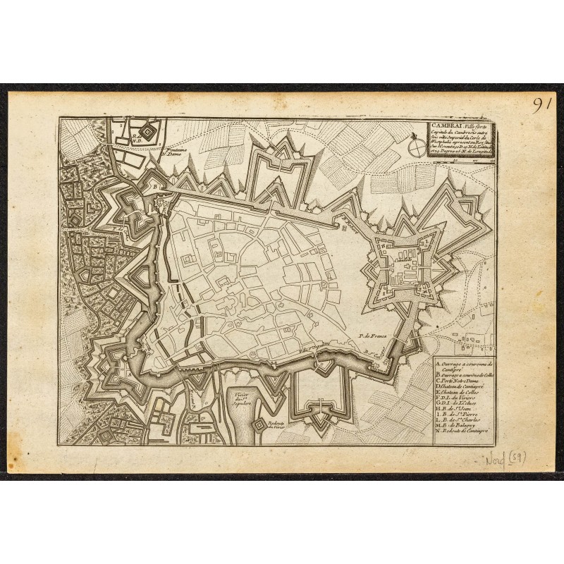 Gravure de 1695 - Plan ancien de Cambrai - 1