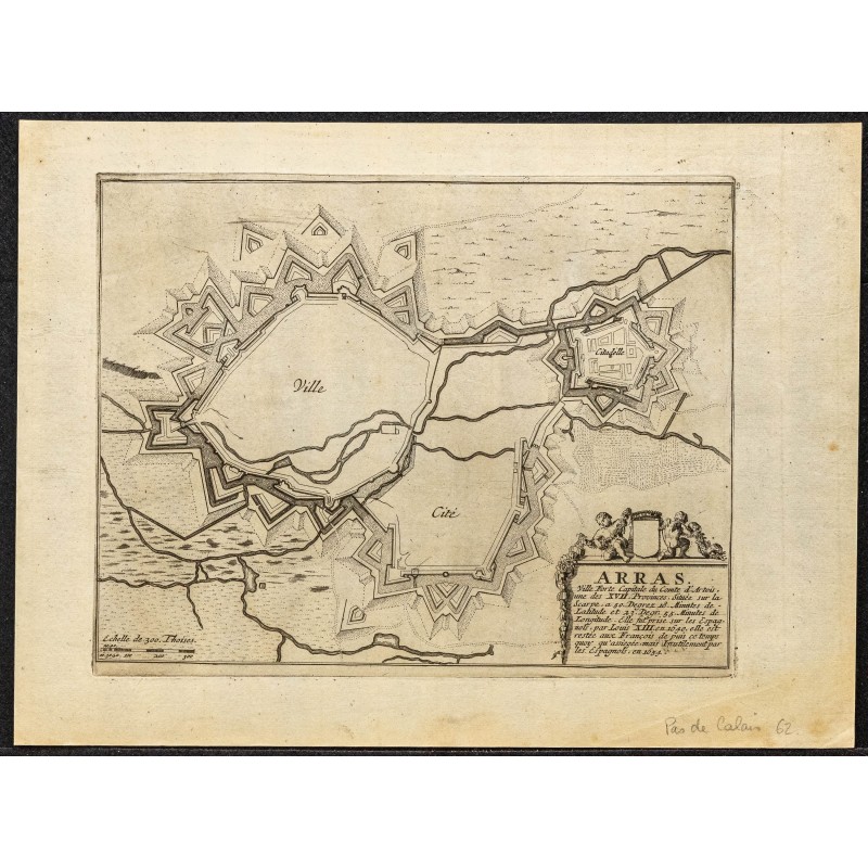 Gravure de 1694 - Plan ancien d'Arras - 1