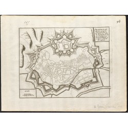 Gravure de 1695 - Plan ancien de Perpignan - 1