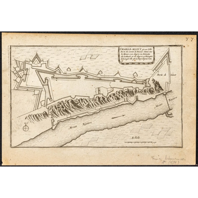 Gravure de 1694 - Plan ancien du fort de Charlemont - 1