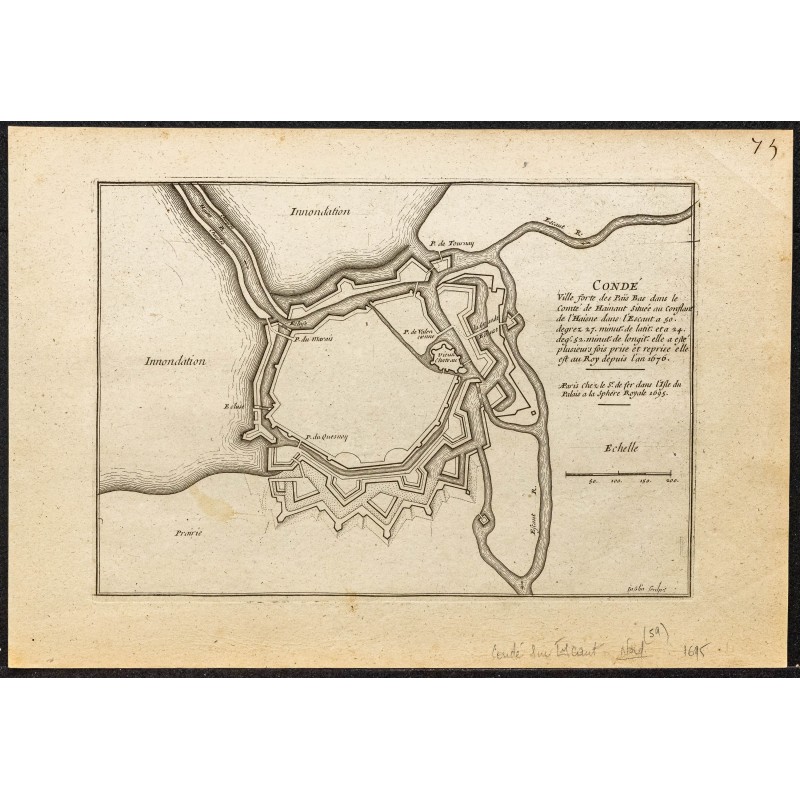 Gravure de 1695 - Plan ancien de Condé-sur-l'Escaut - 1