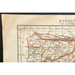Gravure de 1843 - Carte de l'Espagne - 2