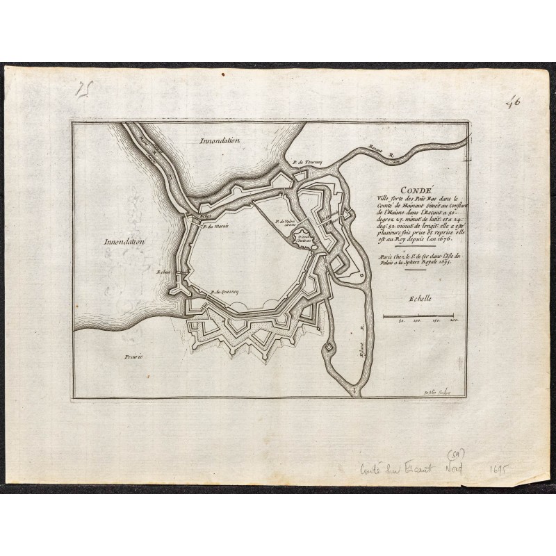 Gravure de 1695 - Plan ancien de Condé-sur-l'Escaut - 1