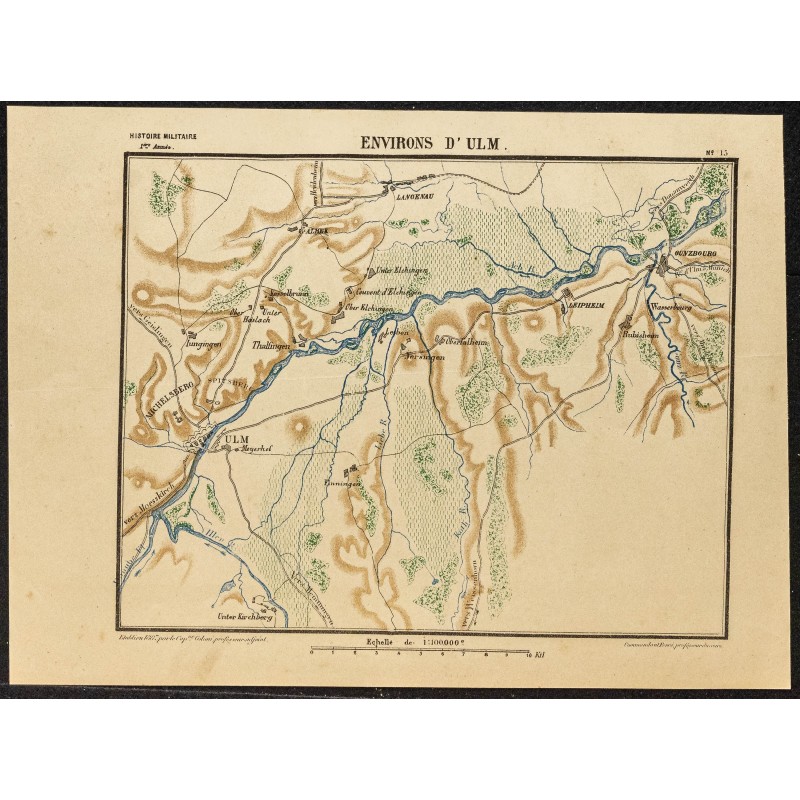 Gravure de 1887 - Environs d'Ulm en Allemagne - 1