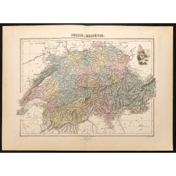 Gravure de 1884 - Suisse ou Helvétie - 1
