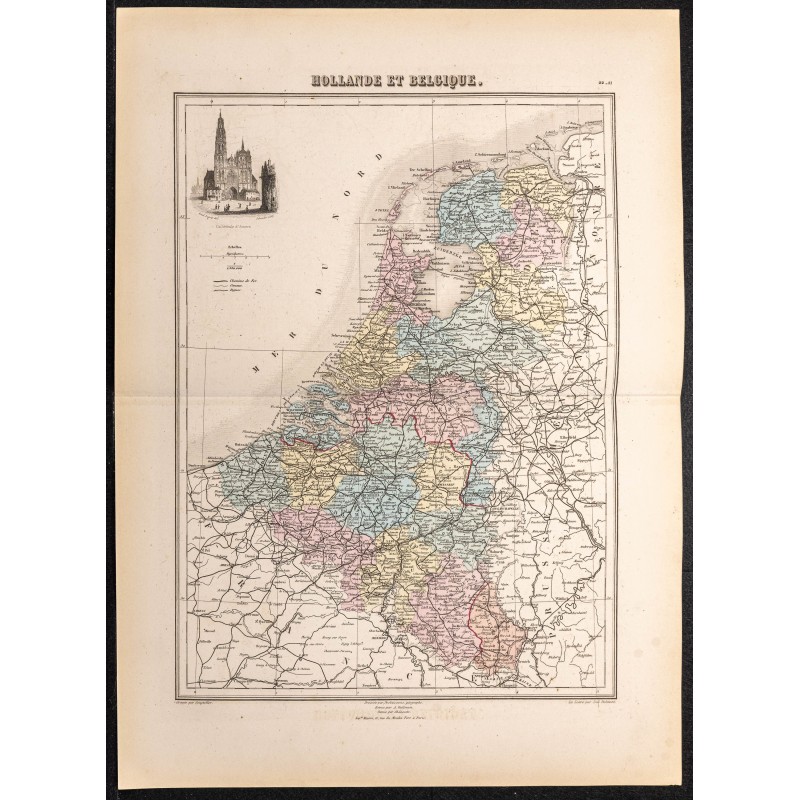 Gravure de 1884 - Hollande et Belgique - 1