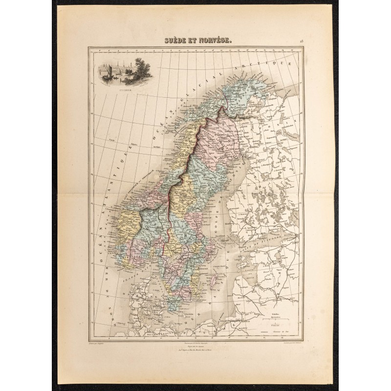 Gravure de 1884 - Suède et Norvège - 1