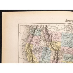 Gravure de 1884 - Carte des États-Unis - 2