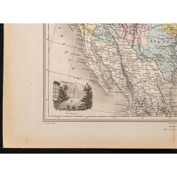 Gravure de 1884 - Carte des États-Unis - 4
