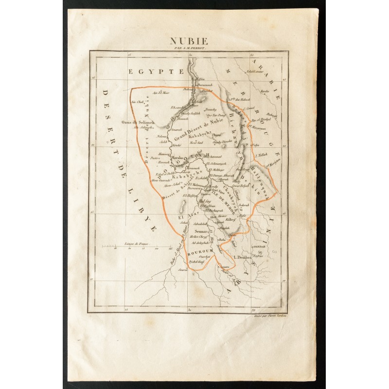 Gravure de 1843 - Carte de la Nubie - 1