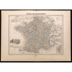 Gravure de 1884 - France par départements - 1