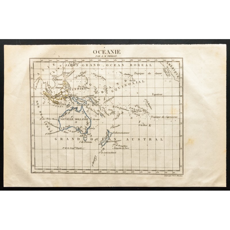 Gravure de 1843 - Carte de l'Oceanie et du Pacifique - 1