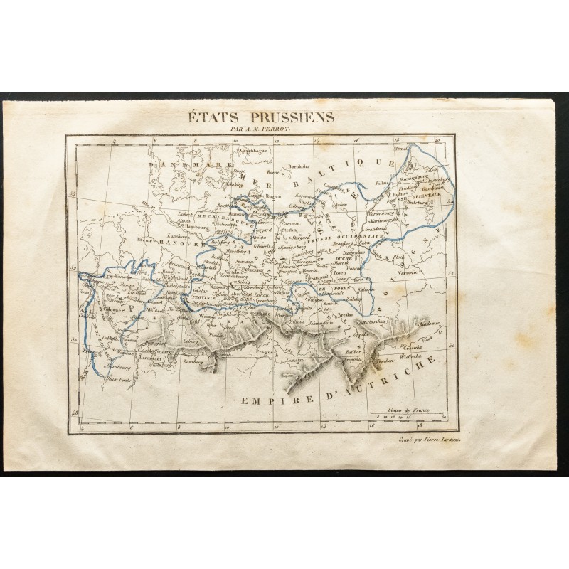Gravure de 1843 - Carte des États prussiens - 1