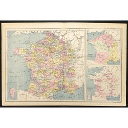 Gravure de 1896 - Carte de France - 1