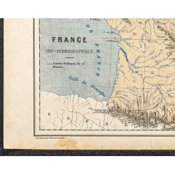 Gravure de 1896 - Carte de France Oro-Hydrographique - 4