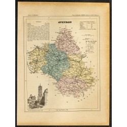 Gravure de 1896 - Département de l'Aveyron - 1