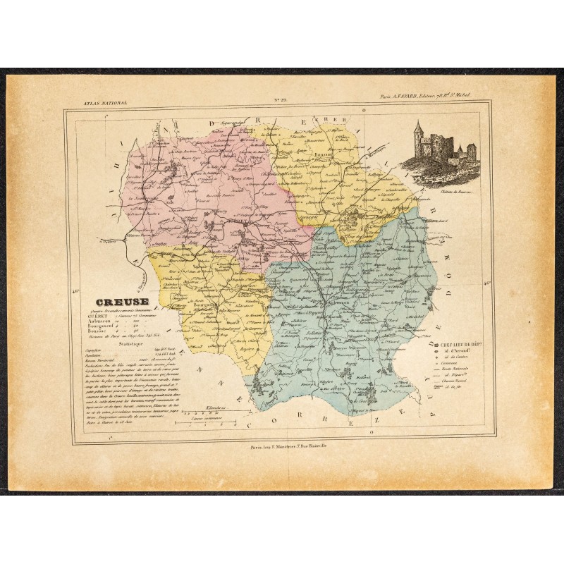 Gravure de 1896 - Département de la Creuse - 1