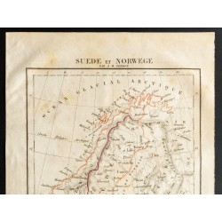 Gravure de 1843 - Carte de la Suède et de Norvège - 2