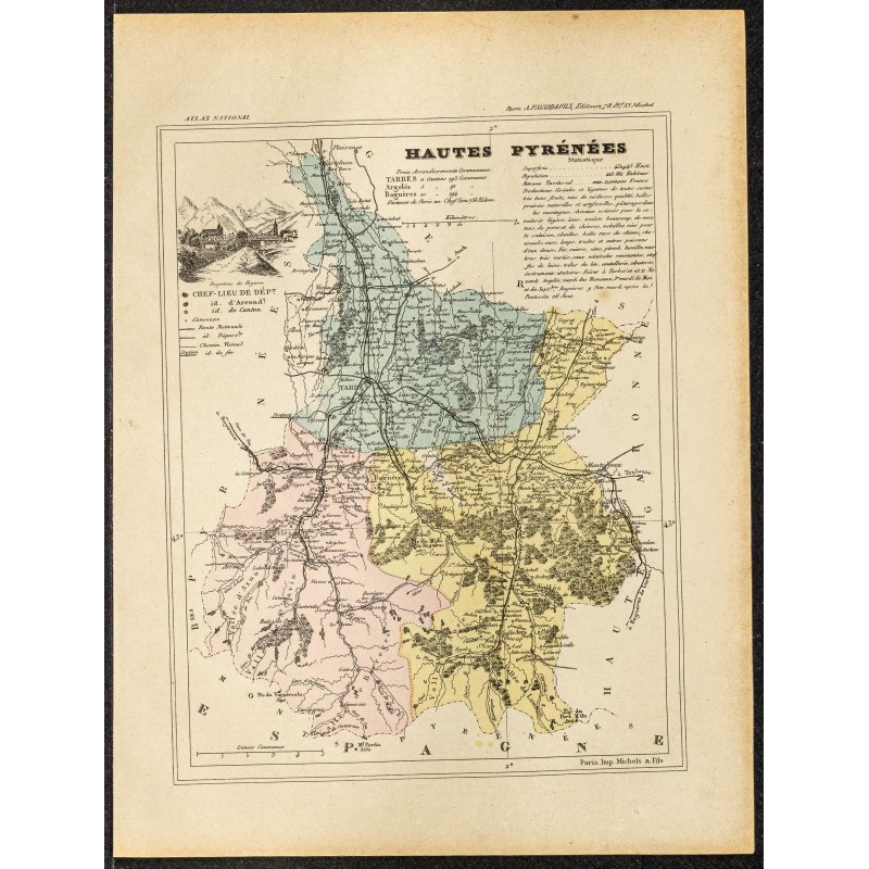 Gravure de 1896 - Département des Hautes Pyrénées - 1