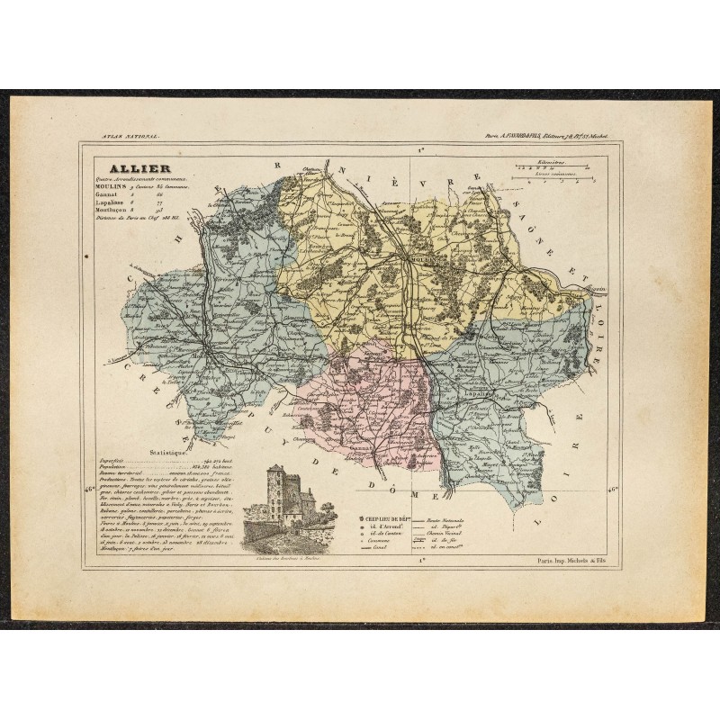 Gravure de 1896 - Département de l'Allier - 1