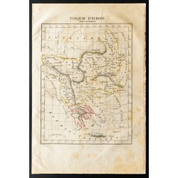 Gravure de 1843 - Carte de la Turquie d'Europe - 1