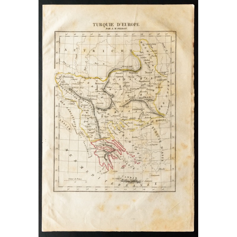 Gravure de 1843 - Carte de la Turquie d'Europe - 1