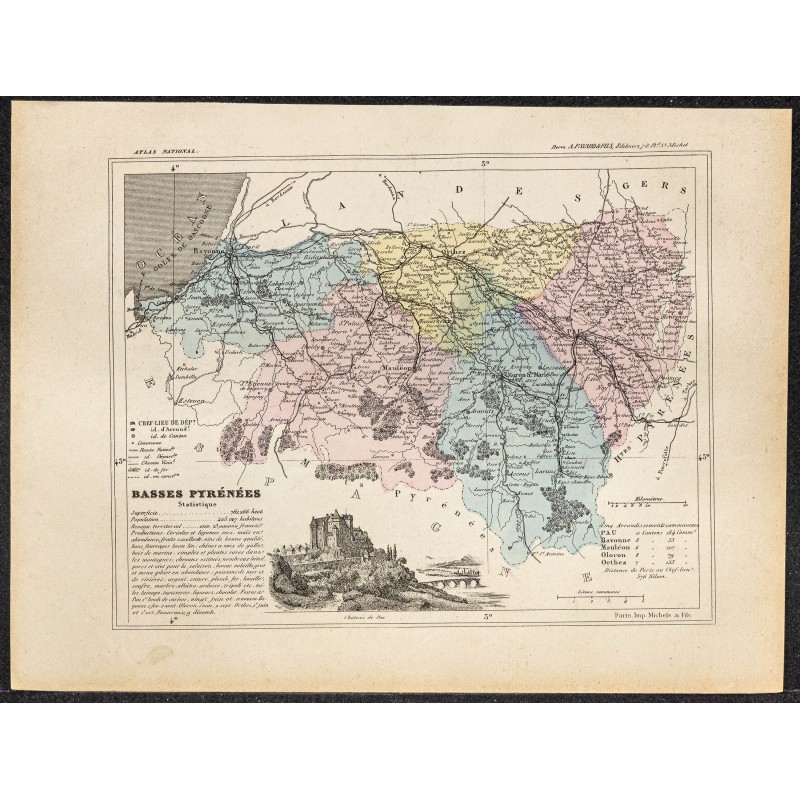 Gravure de 1896 - Département Pyrénées-Atlantiques - 1