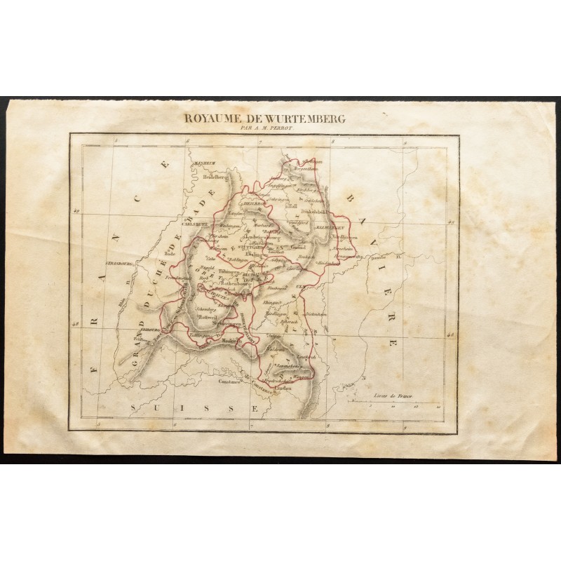 Gravure de 1843 - Carte du Royaume de Wurtemberg - 1