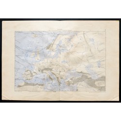 Gravure de 1880 - Carte de l'Europe - 1