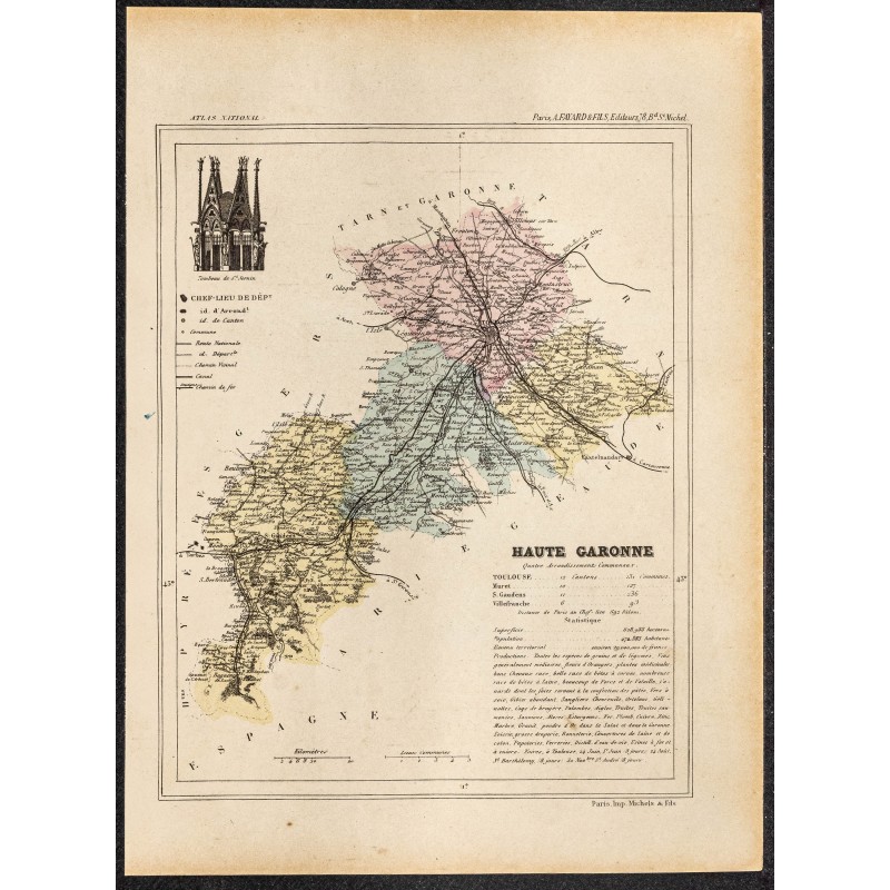 Gravure de 1896 - Département de la Haute-Garonne - 1