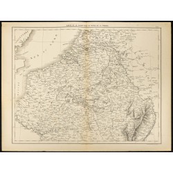 Gravure de 1881 - Nord de la France, Belgique et Luxembourg - 1