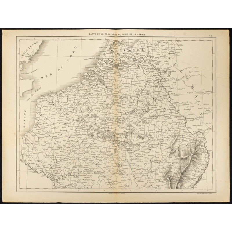 Gravure de 1881 - Nord de la France, Belgique et Luxembourg - 1