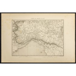 Gravure de 1881 - Carte du bassin du Pô - 1