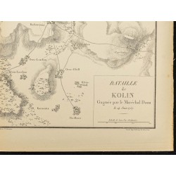 Gravure de 1881 - Carte de la Bataille de Kolin - 5