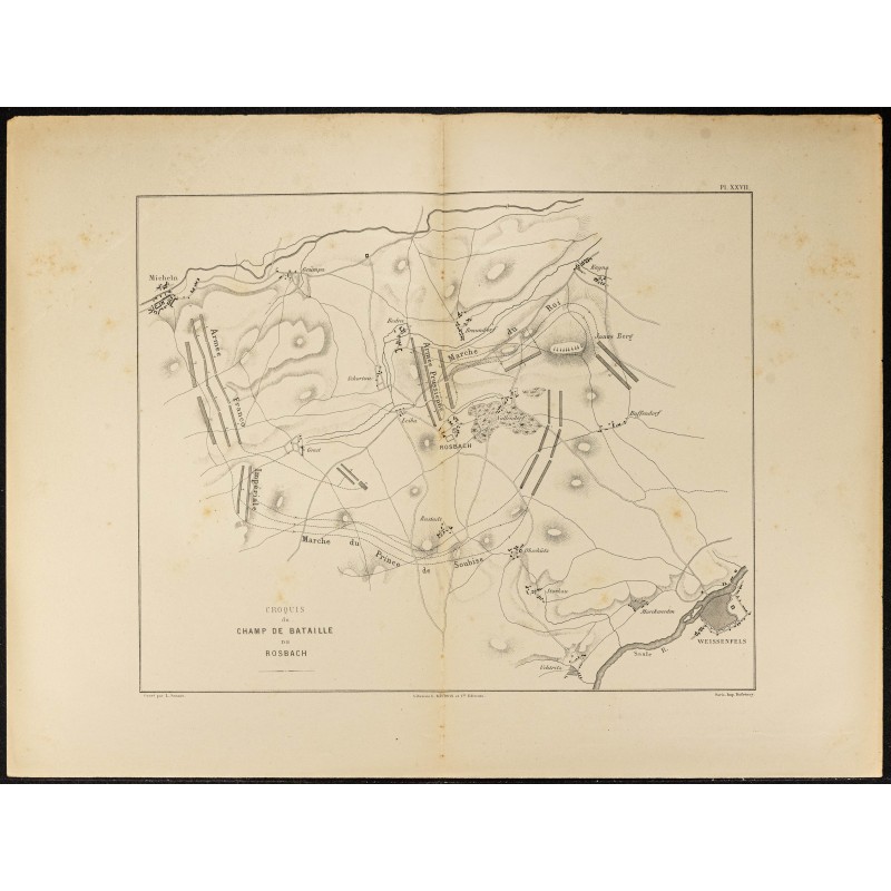 Gravure de 1881 - Bataille de Rossbach (1757) - 1