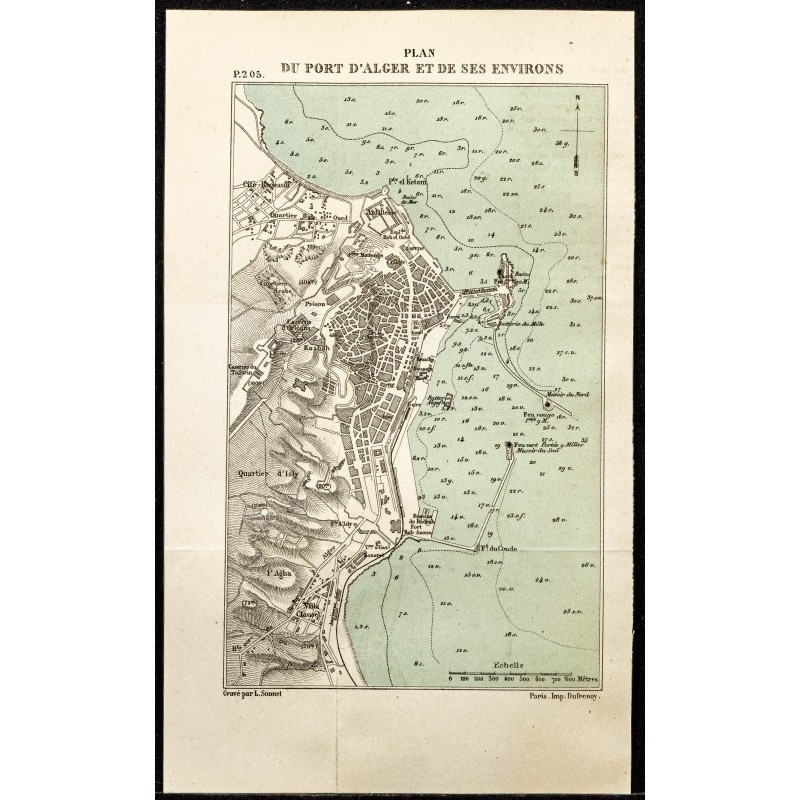 Gravure de 1884 - Plan du port d'Alger - 1