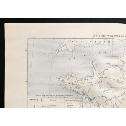 Gravure de 1880 - Carte des principaux soulèvements de la France - 2