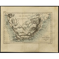 Gravure de 1884 - carte de l'Afrique du sud - 1