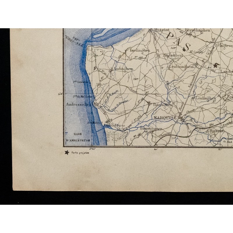 1880 - Carte des environs de Calais