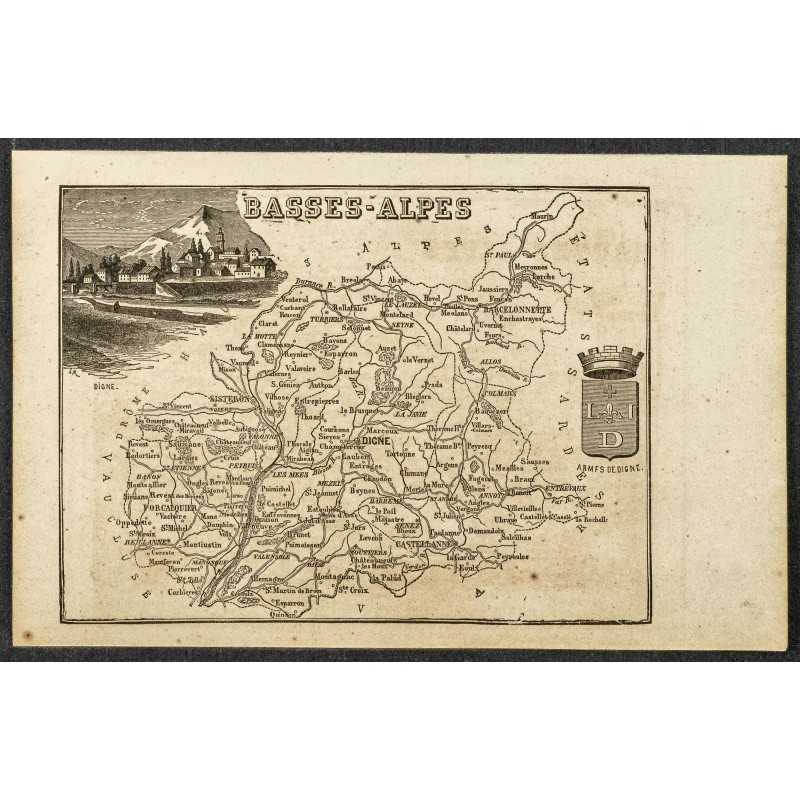 Gravure de 1865 - Basses-Alpes et Allier - 1