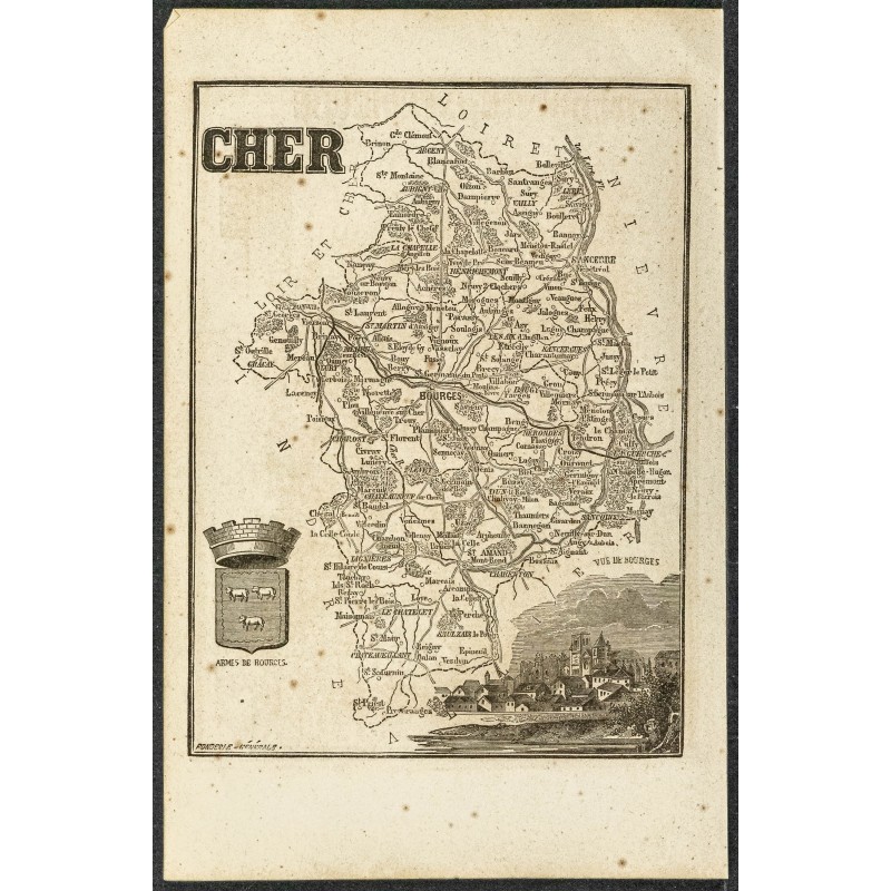Gravure de 1865 - Cher et Charente-Maritime - 1
