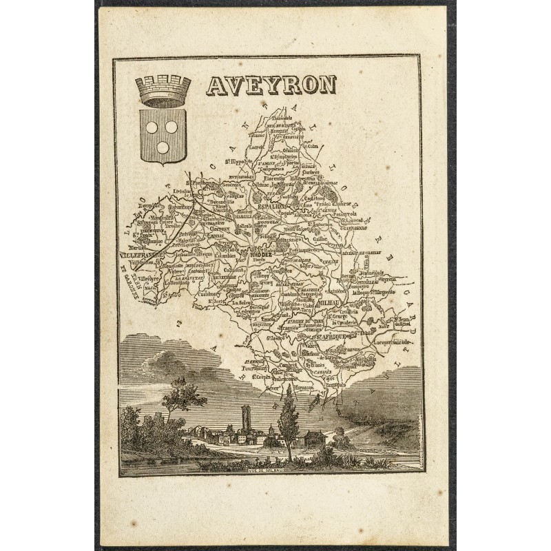 Ancienne Carte Géographique De L’Aveyron – 1793 – Gravure Originale – Format 12x19 Cm
